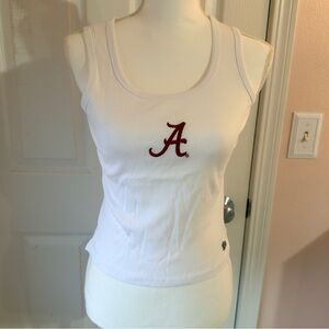 University of Alabama Women's White Cropped Tank Top with Logo